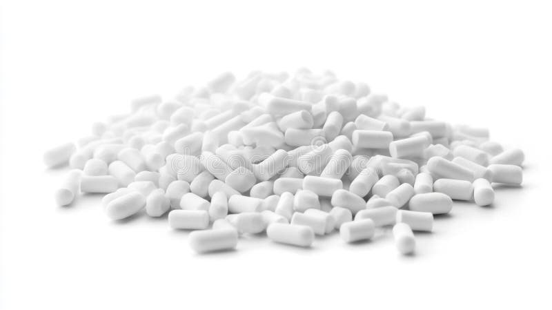 Weiße zylindrische Perlen kleine weiße Pellets schließen Stapel kleiner weißer Objekte, lose weiße Stoffe vektor abbildung
