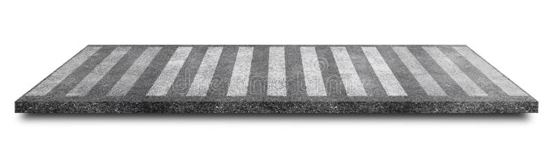 Weißer Fußgängerzebrastreifen oder Fußgängerüberweg auf der Asphaltstraße isoliert auf weißem Hintergrund. Beschneidungspfad lizenzfreie abbildung