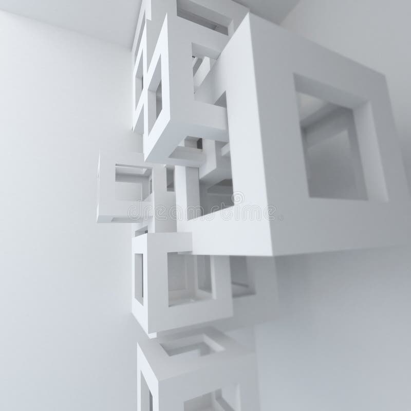 Weißer Hochbau der abstrakten Architektur lizenzfreie abbildung Weißer Hochbau der abstrakten Architektur lizenzfreie abbildung