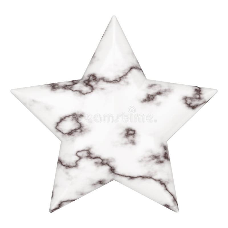 3D illustration white marble rock star on a white background. 3D illustration white marble rock star on a white background