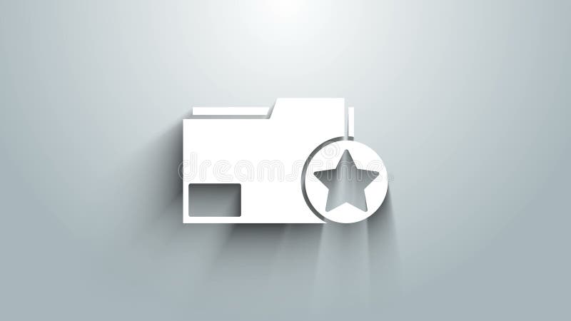 Weißer Ordner mit der Sternsymbol isoliert auf grauem Hintergrund. am besten veranschlagendes LieblingsVideo des Symbols 4k des Do