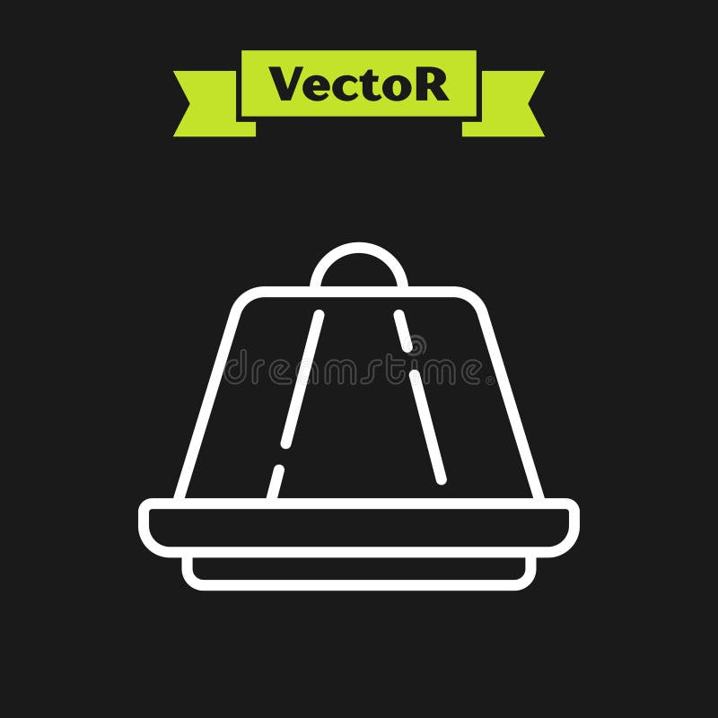 Weißer Pudding mit karamellfarbenem Glaze-Symbol isoliert auf schwarzem Hintergrund. Vector vektor abbildung