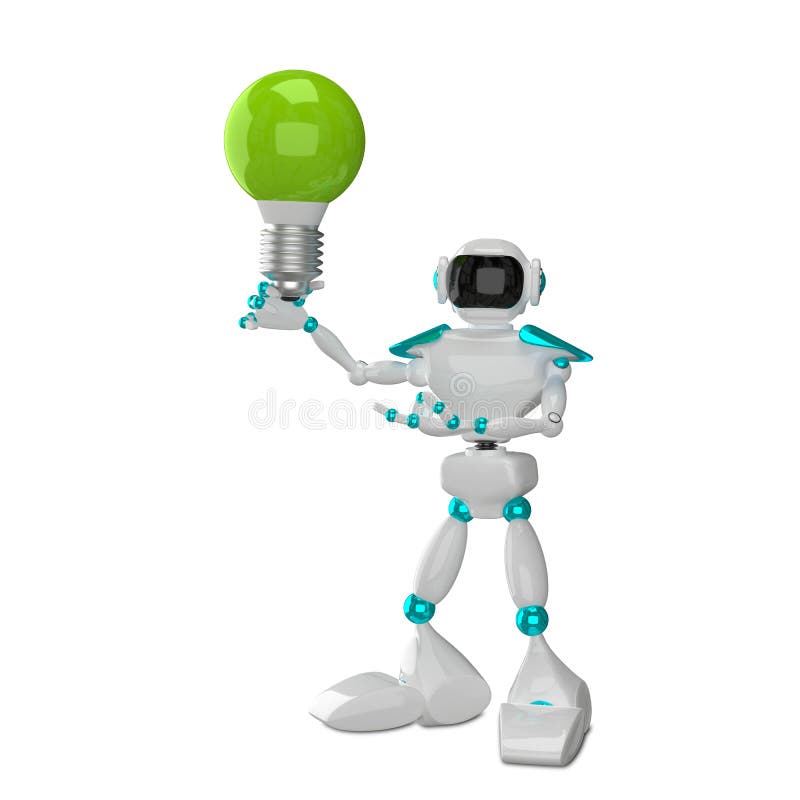 weißer Roboter der Illustrations-3D mit Grün lizenzfreie abbildung weißer Roboter der Illustrations-3D mit Grün lizenzfreie abbildung