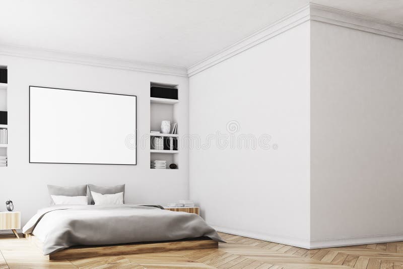 Weißer Schlafzimmerinnenraum, Plakat, Wand stock abbildung Weißer Schlafzimmerinnenraum, Plakat, Wand stock abbildung