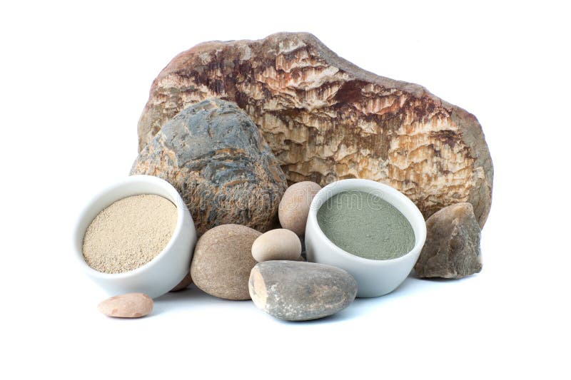 Weißer und blauer kosmetischer Lehm auf dem Hintergrund von Natursteinen stockbilder Weißer und blauer kosmetischer Lehm auf dem Hintergrund von Natursteinen stockbilder