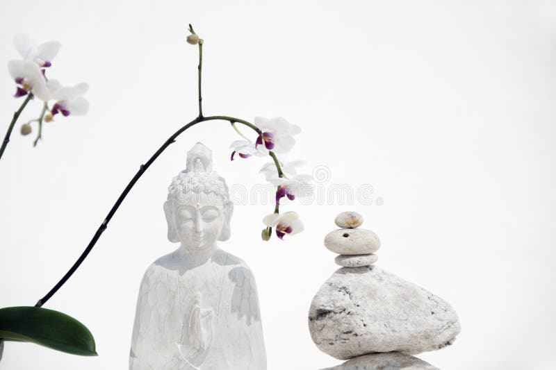 Weißes Buddha-Blumenmoor stockfotografie Weißes Buddha-Blumenmoor stockfotografie