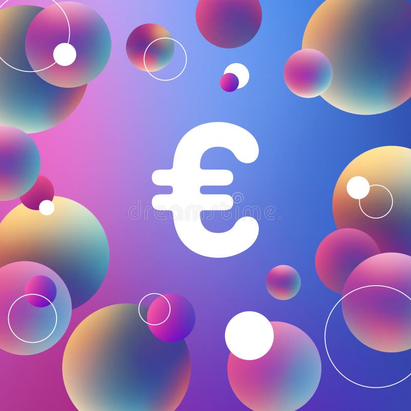 Weißes Euro-Symbol auf mehrfarbigen Bläschen Hintergrund 3D-Rendering-Alphabet vektor abbildung