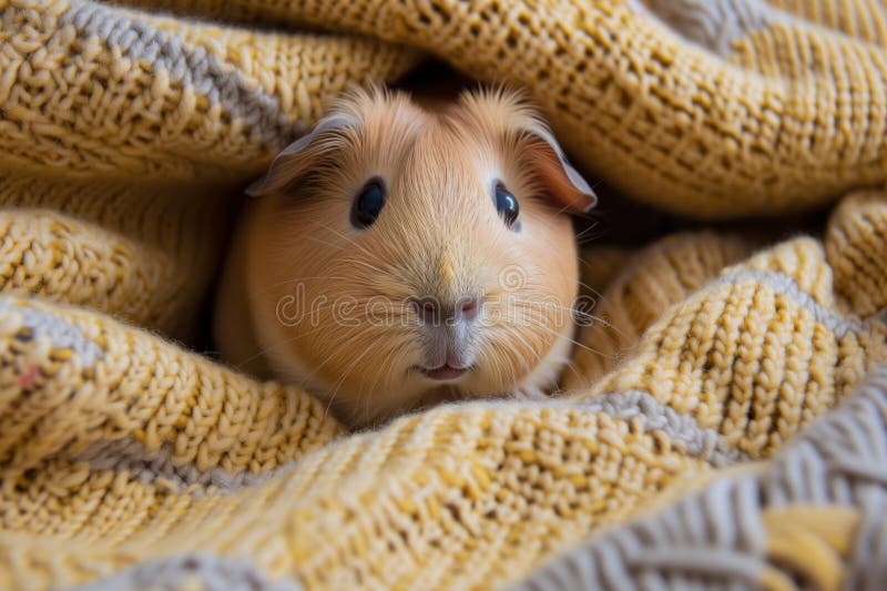 Weißes Meerschweinchen aus einer weichen Deckenstruktur stockfotografie