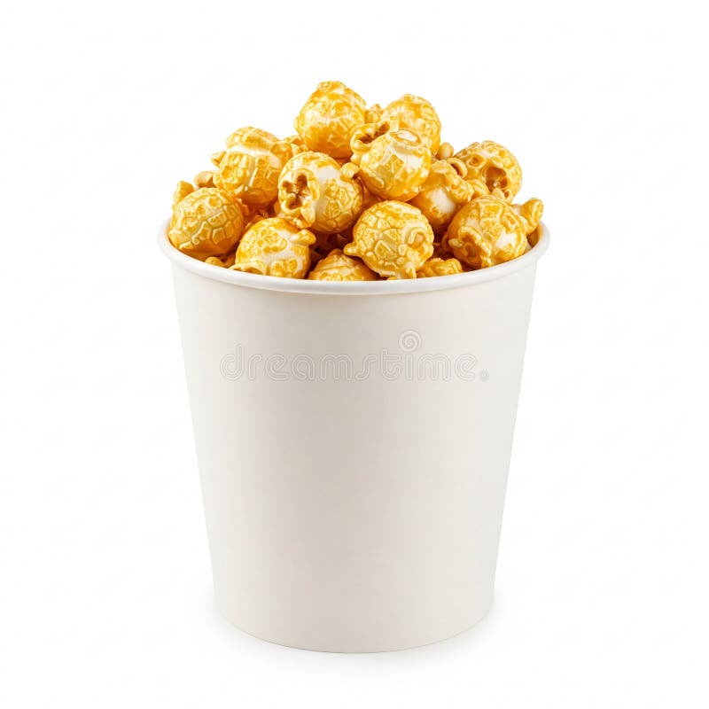 Weißes Papierkarton aus Popcorn isoliert auf weißem Hintergrund stock abbildung