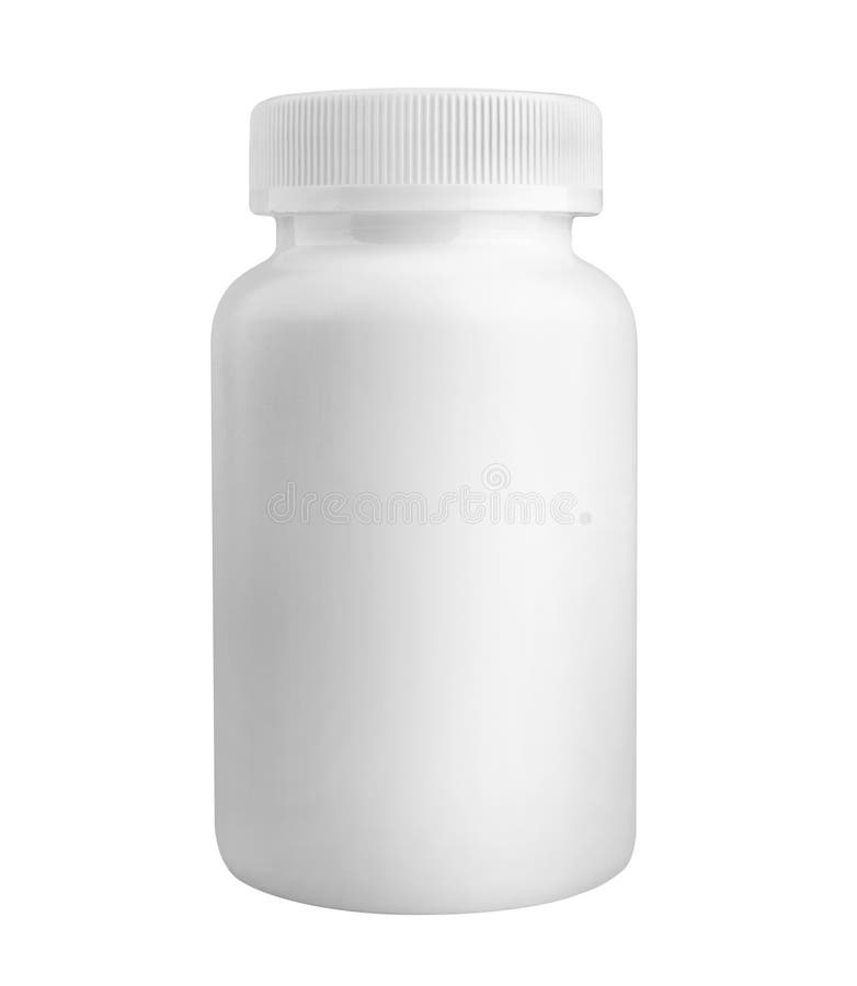 Weißes Tablettenfläschchen der Medizin lokalisiert auf weißem Hintergrund