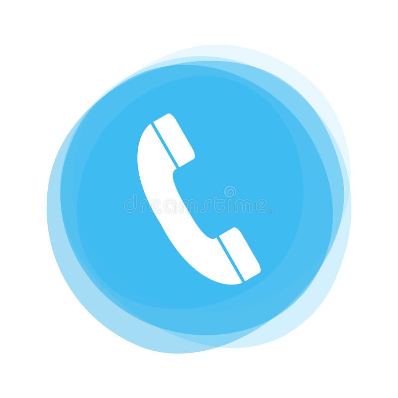 Weißes Telefon auf blauem Knopf stock abbildung Weißes Telefon auf blauem Knopf stock abbildung