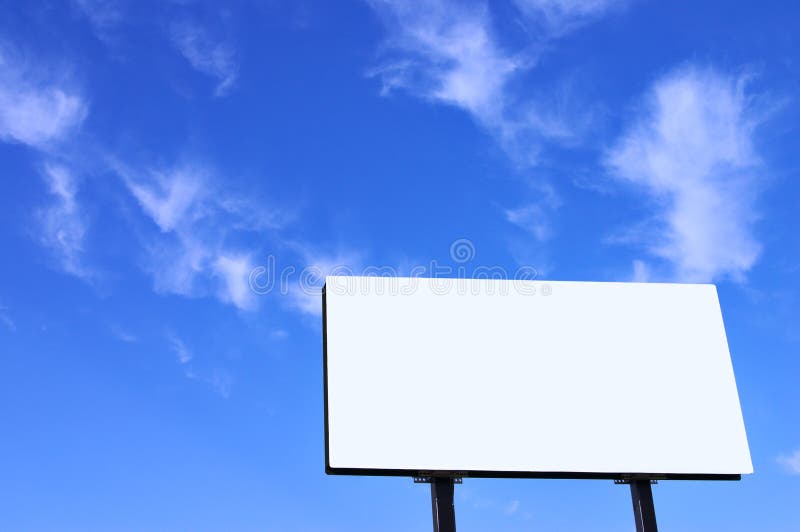 Brand new billboard and a brilliant blue sky with wispy clouds. Brand new billboard and a brilliant blue sky with wispy clouds.