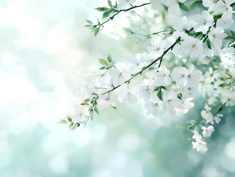 Weißkirschblüten auf Ästen. Frühjahr lizenzfreie abbildung