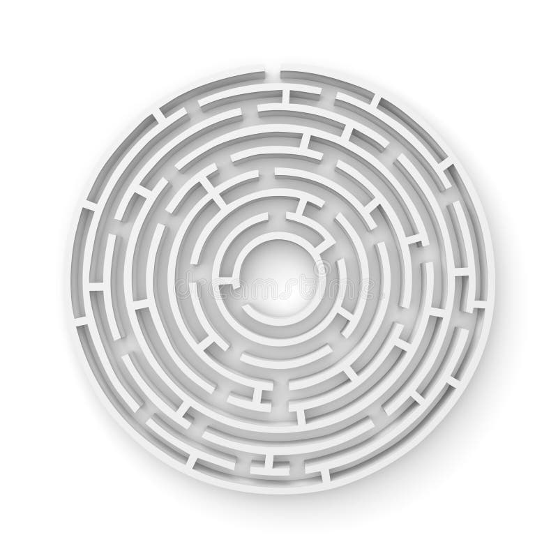 weißes rundes Labyrinth 3D consruction lokalisiert auf weißem Hintergrund lizenzfreie abbildung weißes rundes Labyrinth 3D consruction lokalisiert auf weißem Hintergrund lizenzfreie abbildung