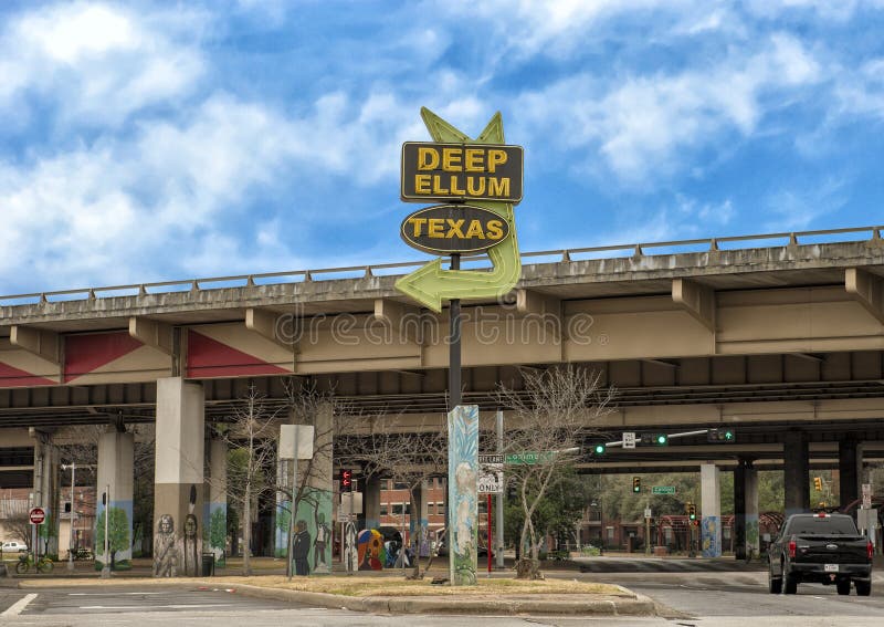 Wejście znak Głęboki Ellum, Dallas, Teksas