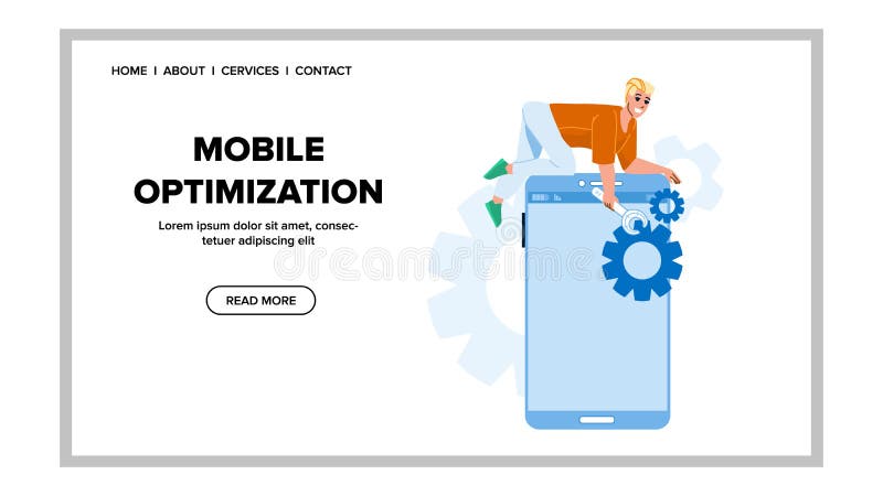 Wektor biznesowy dla deweloperów optymalizacji rozwiązań mobilnych royalty ilustracja