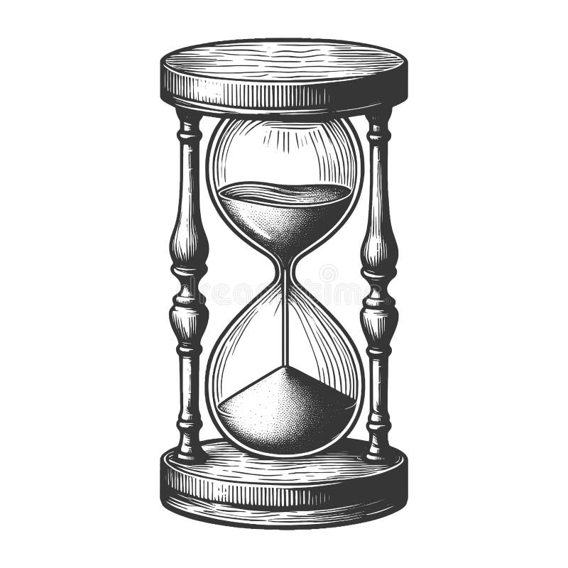 Wektor grawerowania vintage Hourglass ilustracji