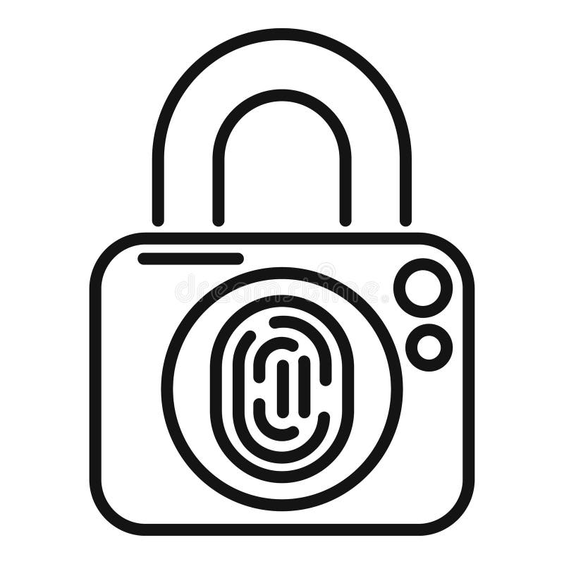 Wektor konspektu ikony linii papilarnych blokady danych. firma internetowa royalty ilustracja