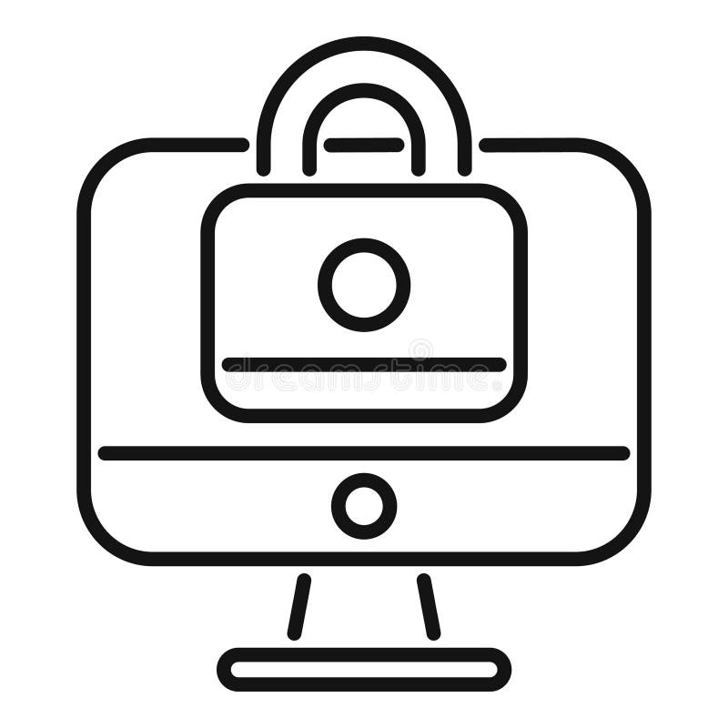 Wektor konspektu ikony ochrony blokady danych. internetowy legalny royalty ilustracja