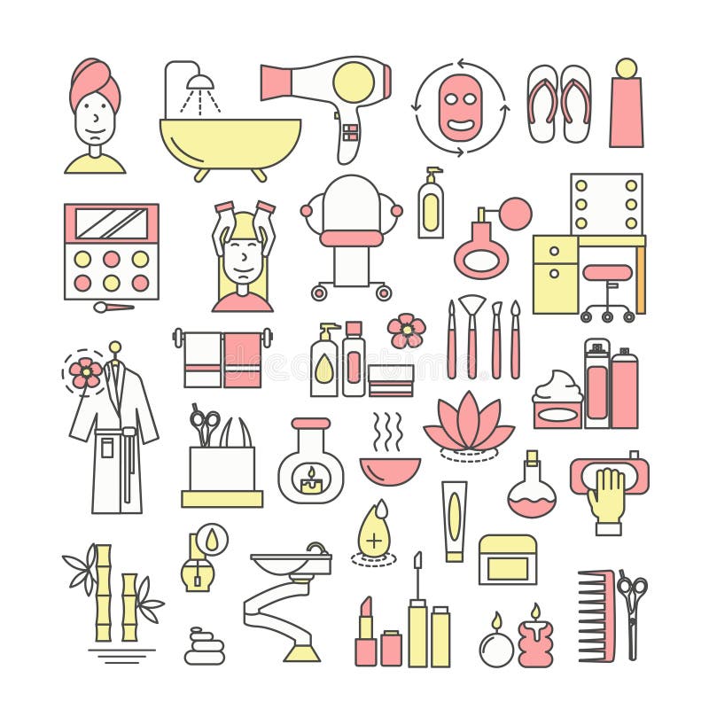Wektor kreskowej sztuki stylu projekta zdroju ikony cienki set royalty ilustracja Wektor kreskowej sztuki stylu projekta zdroju ikony cienki set royalty ilustracja