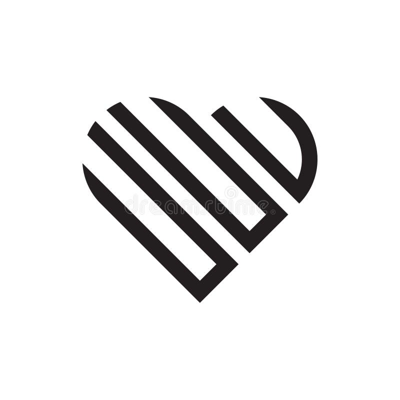 Wektor logo pierwszego, trzyliterowego konturu sercowego