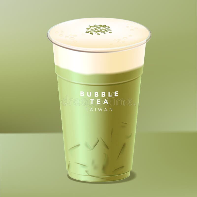 Wektor mrożony tajwański herbatka biała herbata zielona matcha royalty ilustracja