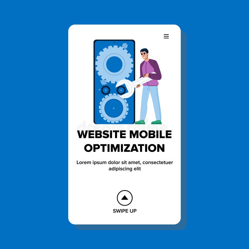 Wektor optymalizacji mobilnej witryny sieci Web znajomych ilustracji