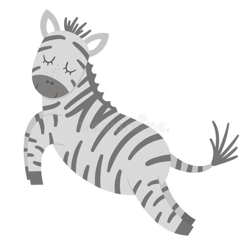 Wektor ostra zebra wyizolowana na białym tle. zabawna, tropikalna egzotyczna ilustracja zwierząt afrykańskich. jasne płaskie zdjęc ilustracja wektor