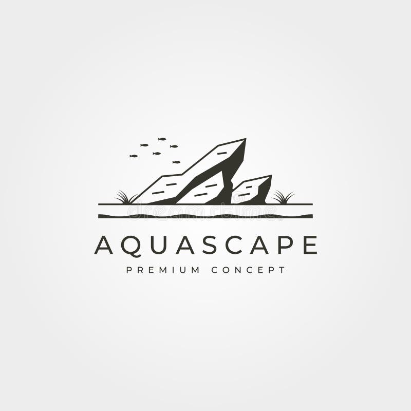 Wektor znaku vintage logo aquascape aquarium royalty ilustracja