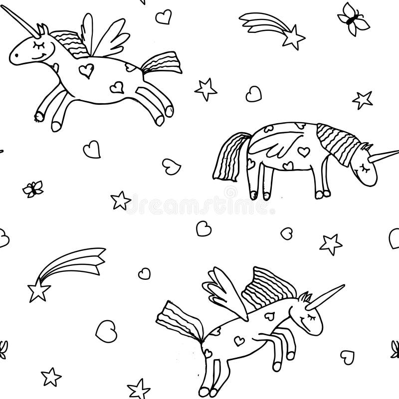 Wektorowa ilustracja bezszwowy wzór od kreskówek jednorożec ilustracja wektor