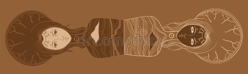 Wektorowa ilustracja bliźniacy, Yin, Yang, ciało i dusza, dualizm royalty ilustracja Wektorowa ilustracja bliźniacy, Yin, Yang, ciało i dusza, dualizm royalty ilustracja