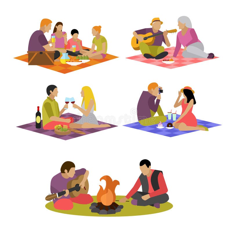 Wektorowa ilustracja lata odtwarzanie Rodzinny pinkin i camping w parka mieszkania ikonach ilustracja wektor Wektorowa ilustracja lata odtwarzanie Rodzinny pinkin i camping w parka mieszkania ikonach ilustracja wektor