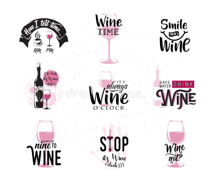 Wektorowa ilustracja napoju wino odnosić sie typograficzną wycena
