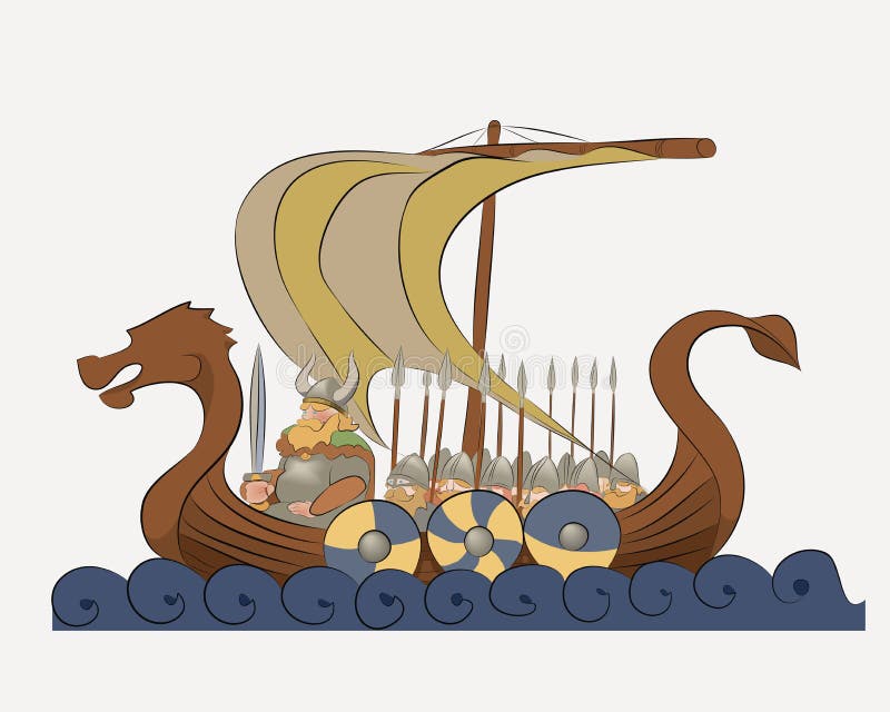Wektorowa ilustracja przedstawia Viking okręt wojennego ilustracji Wektorowa ilustracja przedstawia Viking okręt wojennego ilustracji