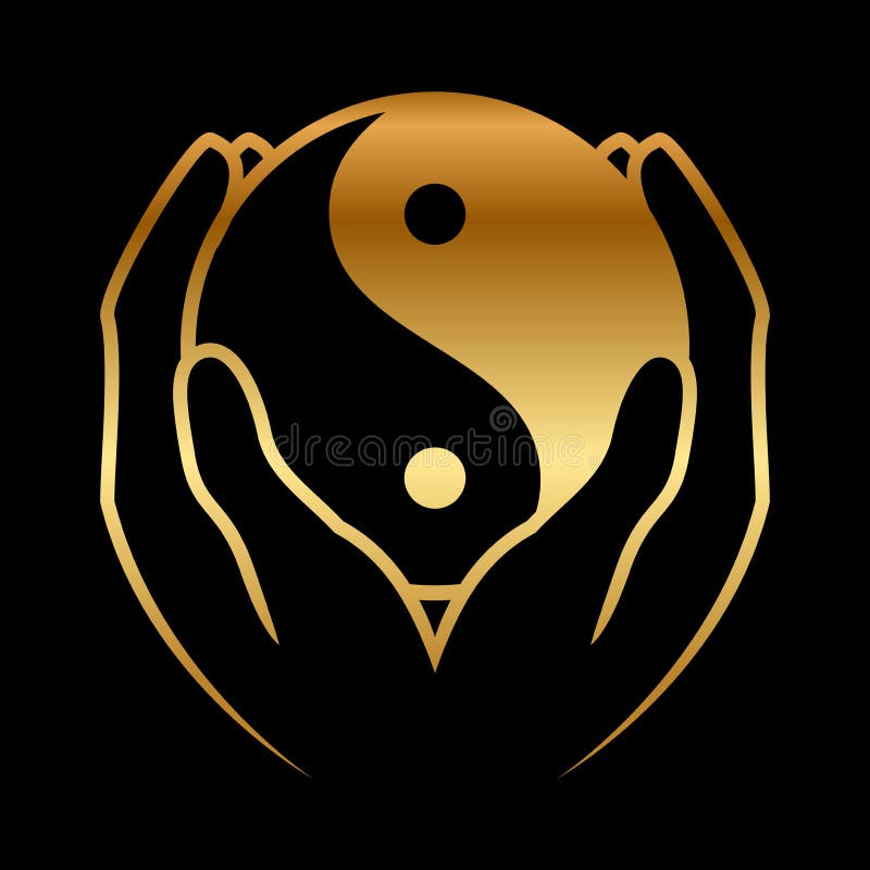 Ręki trzyma yin Yang symbol ilustracji