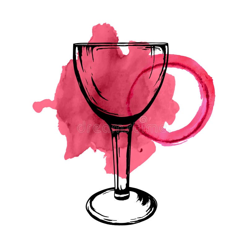Wektorowa ilustracja wina szkła nakreślenie z rozlewać wino plamami ilustracja wektor Wektorowa ilustracja wina szkła nakreślenie z rozlewać wino plamami ilustracja wektor