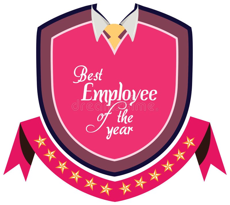 Vector promo label of best employee service award of the year. Label to promote award or achievement. Vector promo label of best employee service award of the year. Label to promote award or achievement.