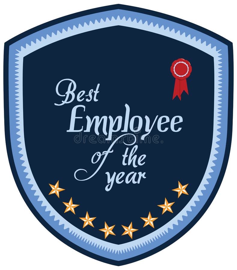 Vector promo label of best employee service award of the year. Label to promote award or achievement. Vector promo label of best employee service award of the year. Label to promote award or achievement.