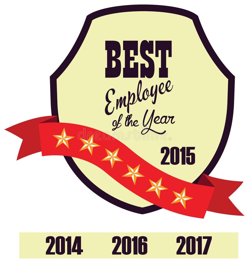 Vector promo label of best employee service award of the year. Label to promote award or achievement. Vector promo label of best employee service award of the year. Label to promote award or achievement.