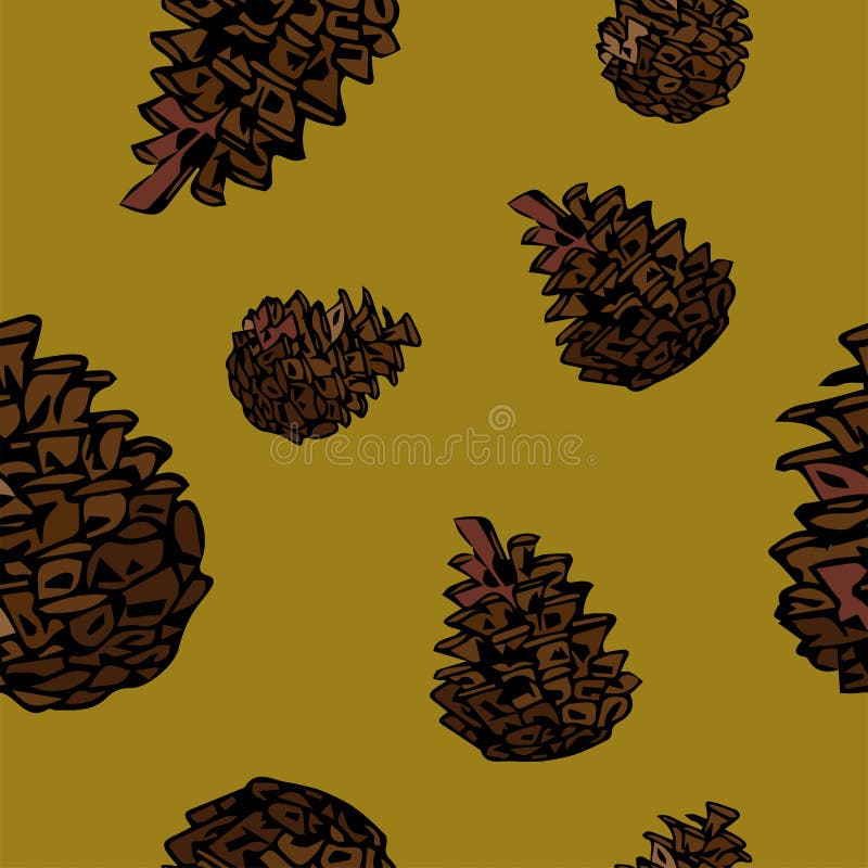 Wektorowa sosna konusuje bezszwowego wz?r Dekoracja element ilustracja wektor Wektorowa sosna konusuje bezszwowego wz?r Dekoracja element ilustracja wektor