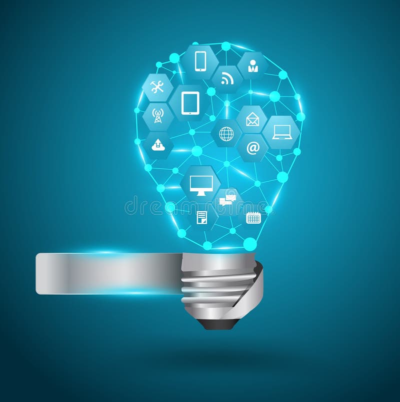 Wektorowa żarówka z technologia biznesu siecią ilustracji Wektorowa żarówka z technologia biznesu siecią ilustracji