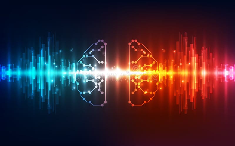 Wektorowego Abstrakcjonistycznego ludzkiego mózg obwodu futurystyczna deska, Ilustracyjna wysoka technologia cyfrowa royalty ilustracja Wektorowego Abstrakcjonistycznego ludzkiego mózg obwodu futurystyczna deska, Ilustracyjna wysoka technologia cyfrowa royalty ilustracja