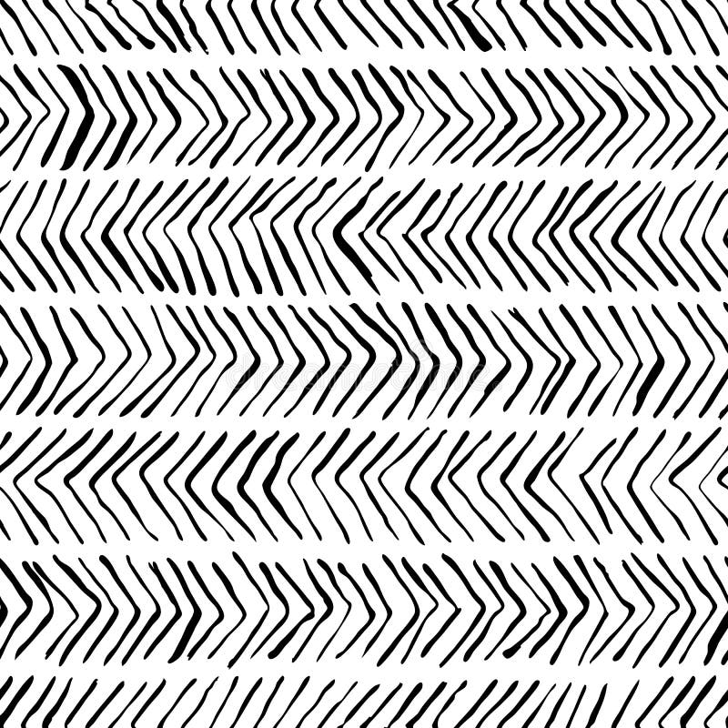 Wektorowego czarnego białego herringbone bezszwowy wzór Akwarela, atramentu tło Skandynawski projekt, moda tekstylny druk