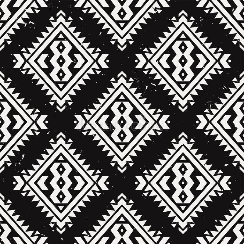 Wektorowego grunge monochromatyczny bezszwowy dekoracyjny etniczny wzór royalty ilustracja Wektorowego grunge monochromatyczny bezszwowy dekoracyjny etniczny wzór royalty ilustracja