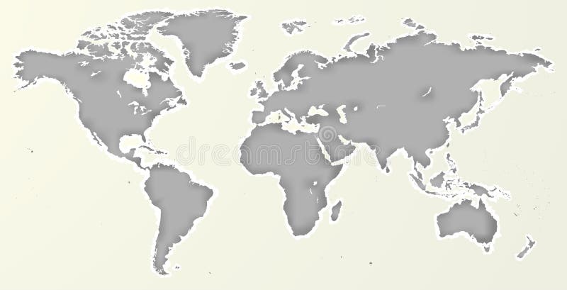 Wektorowego pustego miejsca Popielaty papierowy ciie out jednakową Światową mapę odizolowywającą