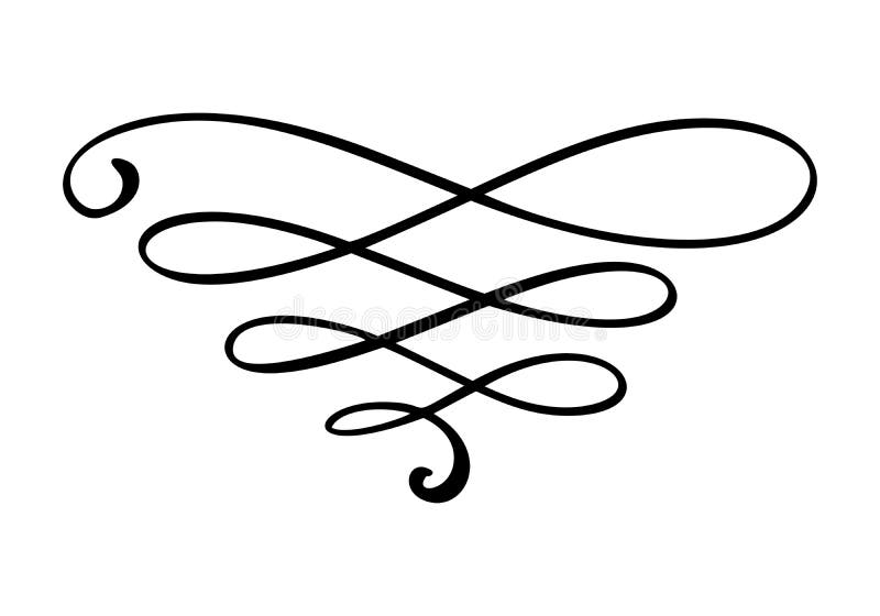 Wektorowego rocznika elegancki divider, oddzielacz, zawijas lub narożnikowy dekoracyjny ornament, Kwiecisty kreskowy filigree pro ilustracja wektor