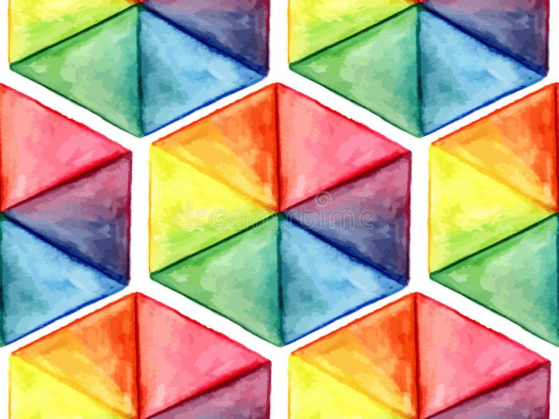 Wektorowej akwareli Geometryczny Bezszwowy wzór z sześciokątami ilustracji Wektorowej akwareli Geometryczny Bezszwowy wzór z sześciokątami ilustracji