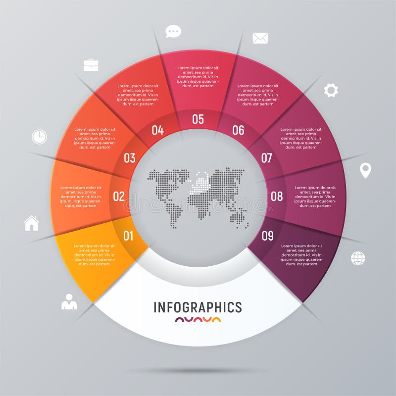 Wektorowej okrąg mapy infographic szablon dla prezentacj ilustracji Wektorowej okrąg mapy infographic szablon dla prezentacj ilustracji