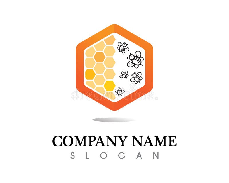 Wektorowej pszczoły pszczoły miodowy miodowy logo ładny pomarańczowy słodki unikalny ciepły de royalty ilustracja