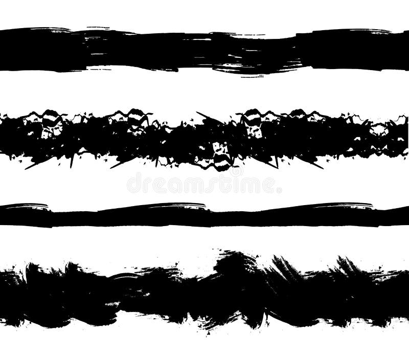 Wektorowi Bezszwowi farba lampasy, Grunge czerni Abstrakcjonistyczni uderzenia Odizolowywający na Białym tle royalty ilustracja Wektorowi Bezszwowi farba lampasy, Grunge czerni Abstrakcjonistyczni uderzenia Odizolowywający na Białym tle royalty ilustracja